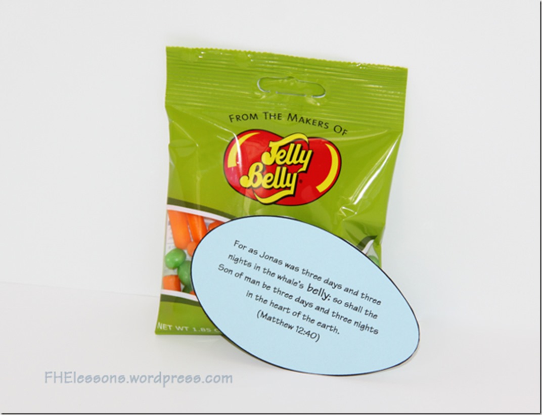 a scripture to go with jelly belly candies in a Christ centered Easter basket
