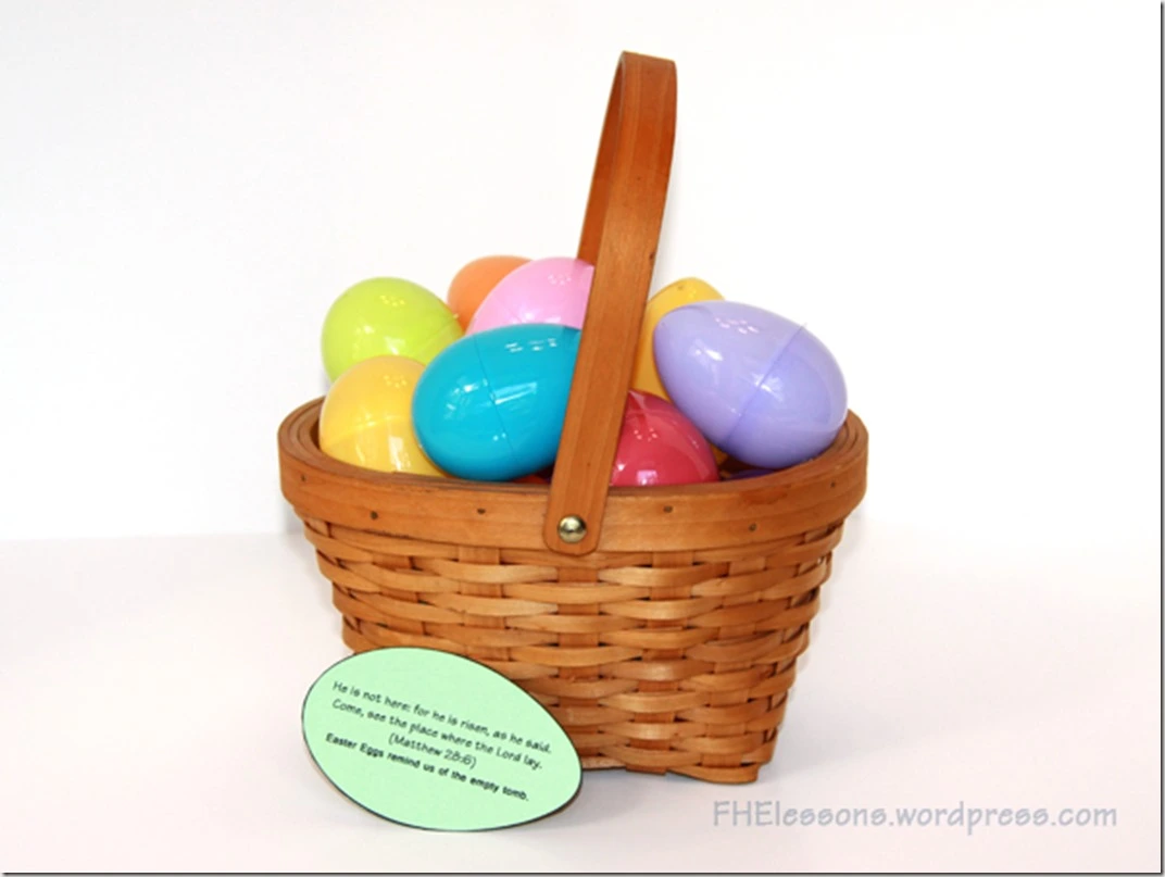 a scripture to go with plastic eggs in a Christ centered Easter basket