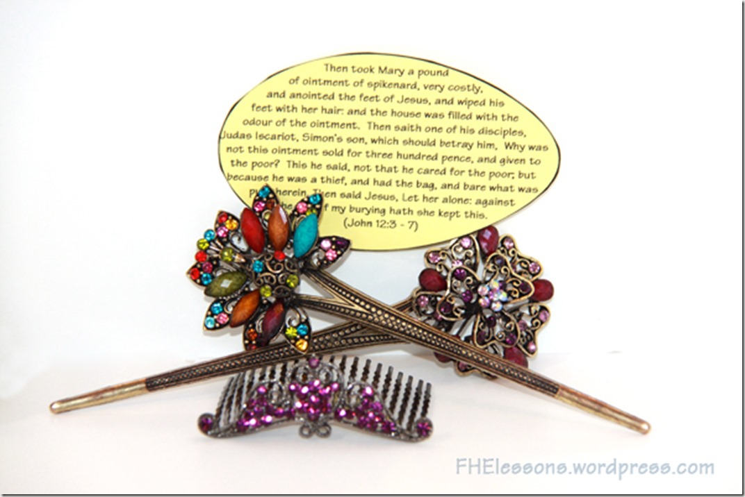 hair ornaments with a scripture as part of a Christ centered Easter basket