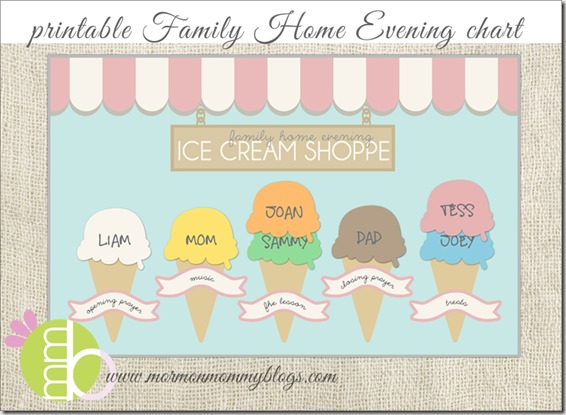 Printable Ice Cream FHE Chart from MMPrintables